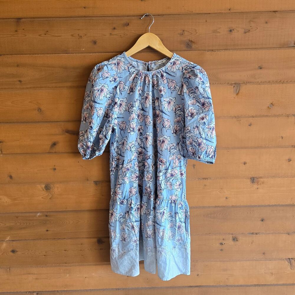 St. Roche Dress Floral Ciel Mini Organic Cotton Puff Sleeve Ombre 4 Cottagecore - Picture 2 of 7